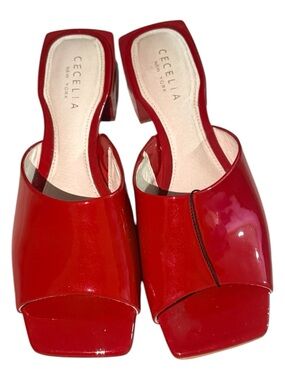 CECElIA NEW YORK Red Patent Slide Mules